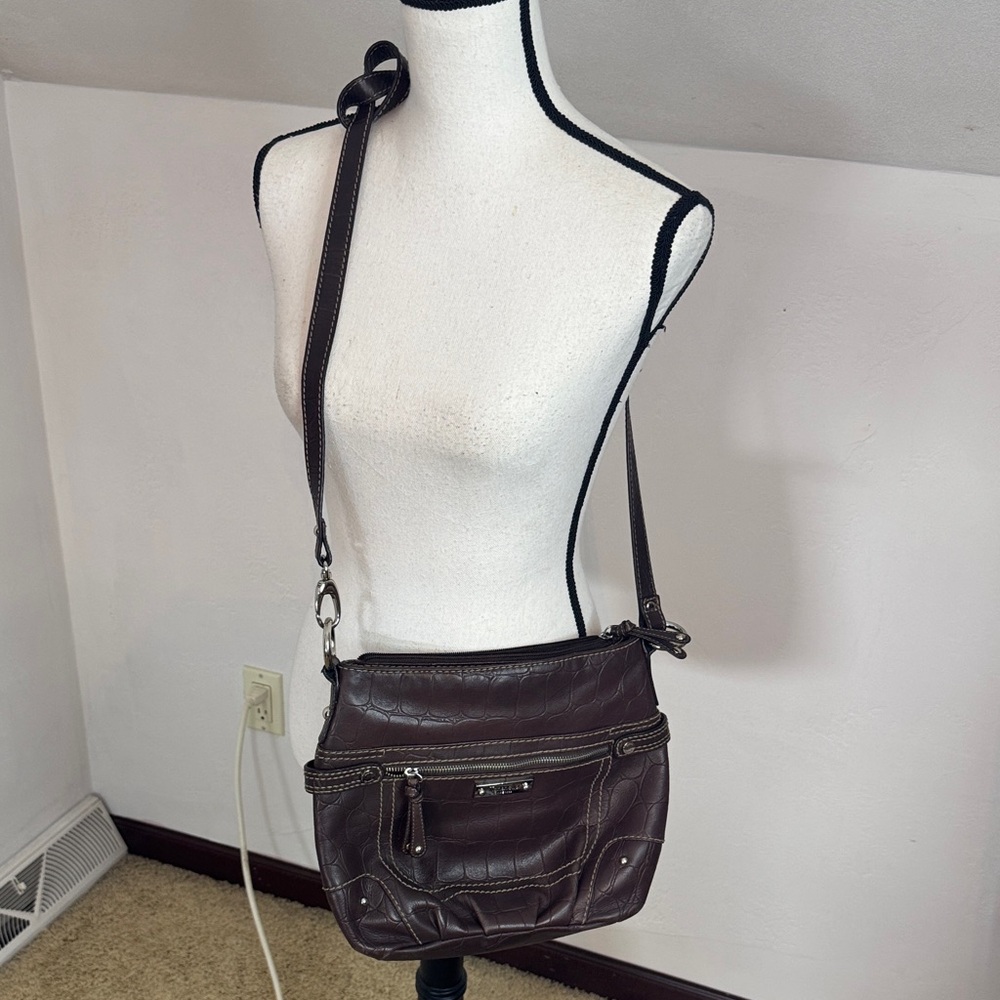 Tignanello Dark Brown Croc-Embossed Crossbody Bag BRN9332D - Picture 10 of 11